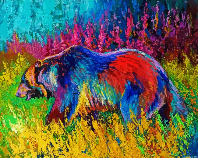 Colorful Grizzly Bear Paint By Numbers