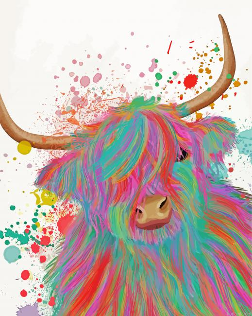 Colorful Highland Cow Painting By Numberss.png