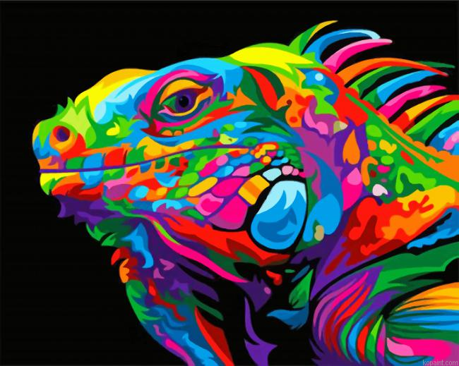 Colorful Iguana Painting By Numberss.png