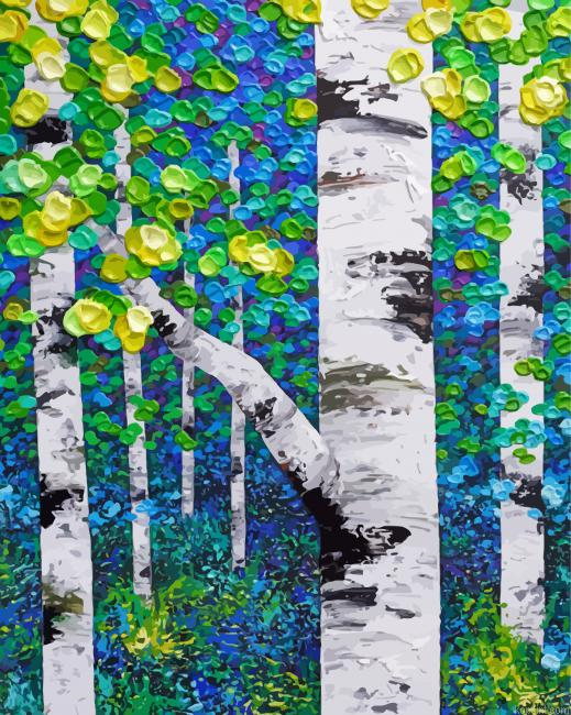 Colorful Landscapes With Birch Trees Painting By Numberss.png