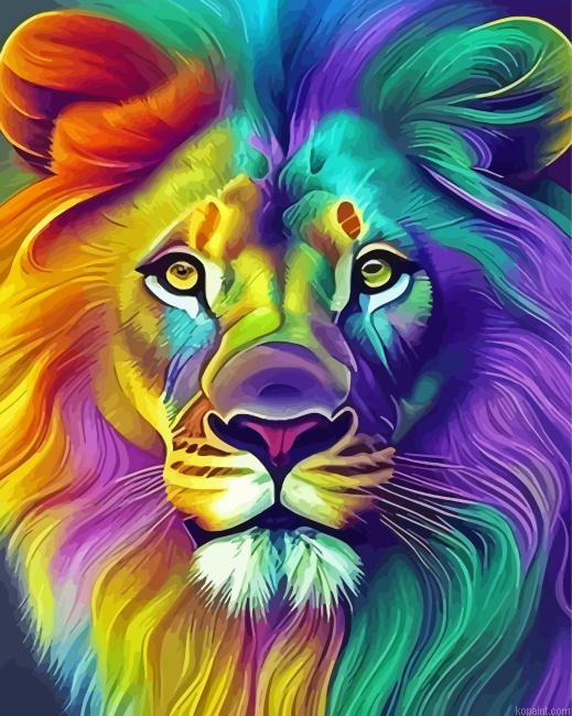 Colorful Lion Painting By Numberss.png