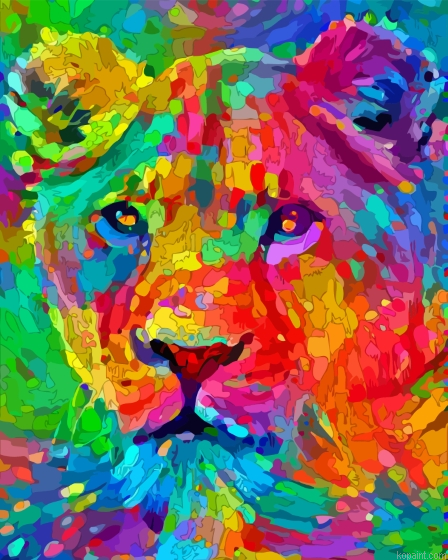 Colorful Lioness Art Painting By Numberss.png