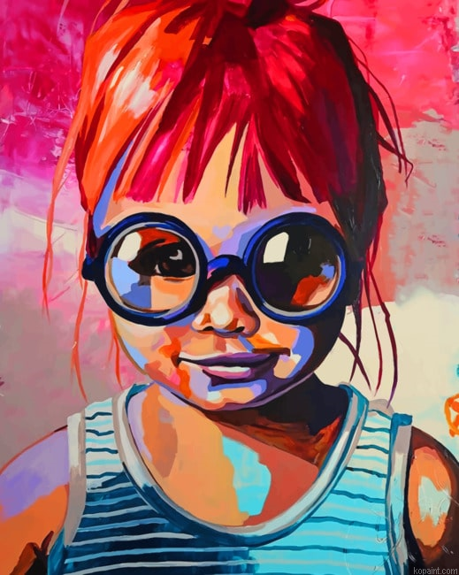 Colorful Little Girl Wearing Glasses New Painting By Numberss.png
