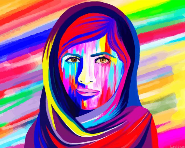 Colorful Malala Yousafzai Painting By Numberss.png