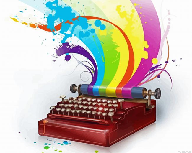 Colorful Manual Typewriter Painting By Numberss.png
