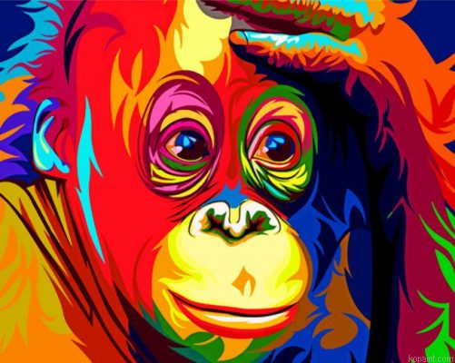 Colorful Monkey Painting By Numberss.png