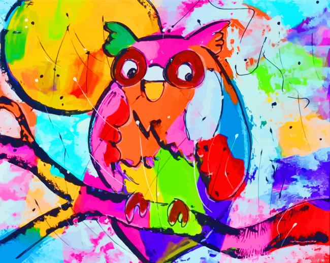 Colorful Owl Art Painting By Numberss.png