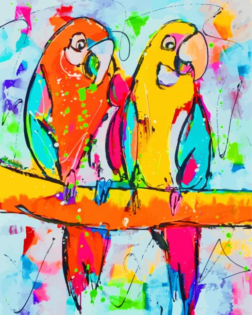 Colorful Parrots Art Painting By Numberss.png