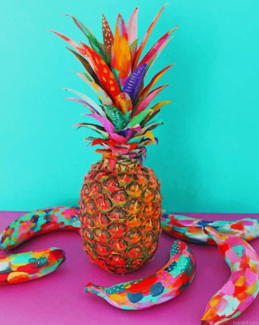 Colorful Pineapple And Bananas New Painting By Numberss.png