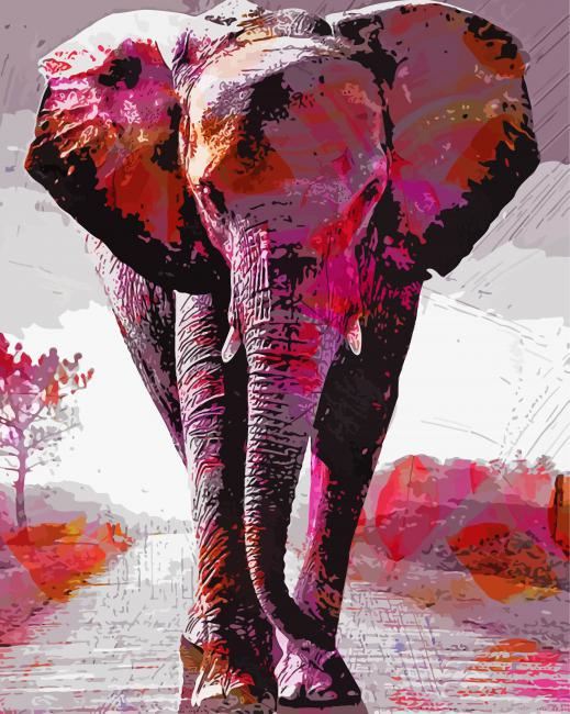 Colorful Pink Elephant Painting By Numberss.png