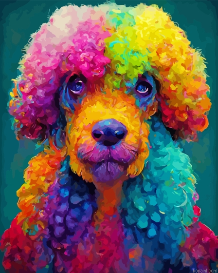 Colorful Poodle Face Painting By Numberss.png