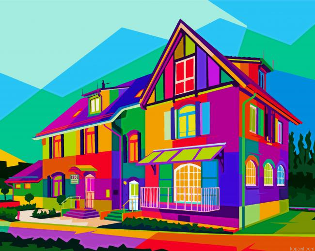 Colorful Pop Art House Painting By Numberss.png