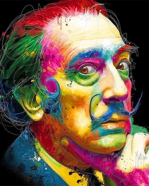 Colorful Salvador Dali Portrait New Painting By Numberss.png