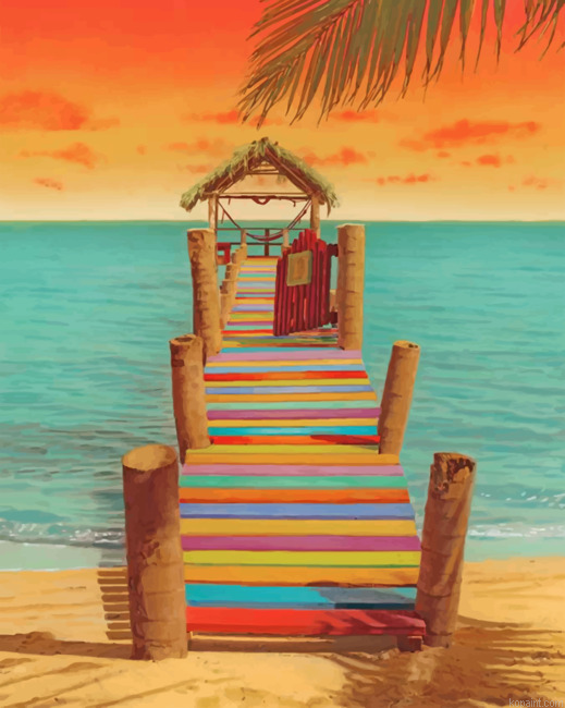 Colorful Sea Pier Painting By Numberss.png