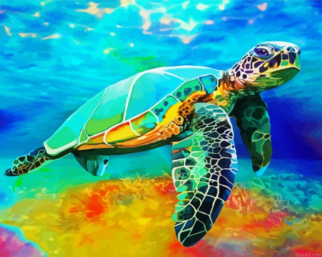 Colorful Sea Turtle Painting By Numberss.png