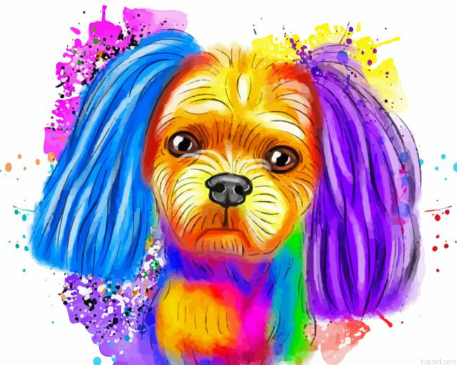 Colorful Shih Tzu Dog Animal Painting By Numberss.png