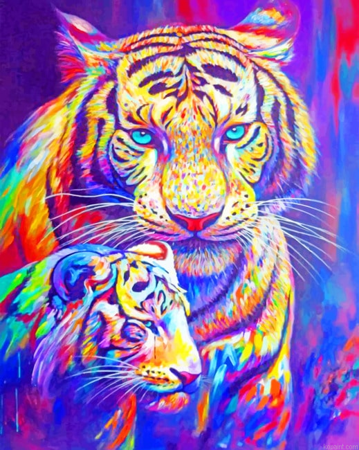 Colorful Siberian Tigers New Painting By Numberss.png