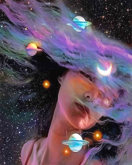Colorful Space Girl New Painting By Numberss.png