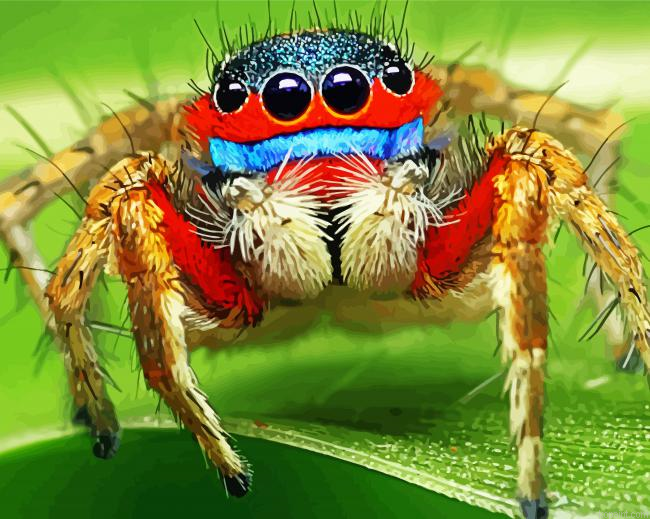 Colorful Spider Insect Painting By Numberss.png