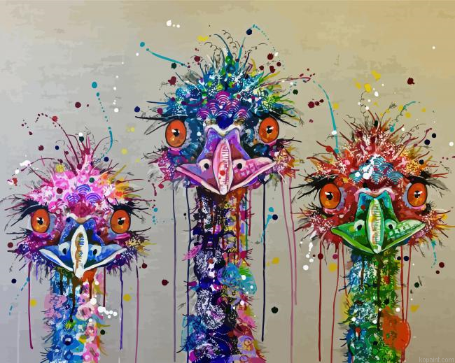 Colorful Splatter Emus Painting By Numberss.png