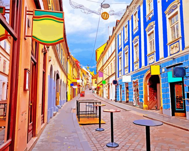 Colorful Street In Zagreb Painting By Numberss.png