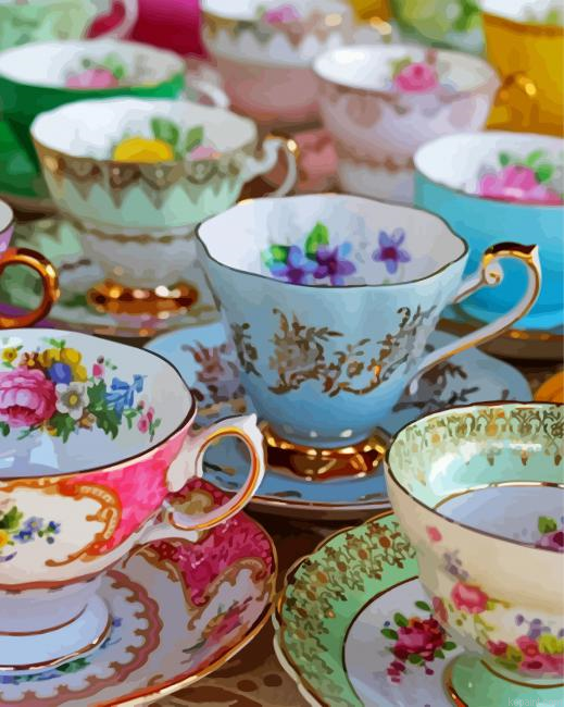 Colorful Tea Cups Painting By Numberss.png