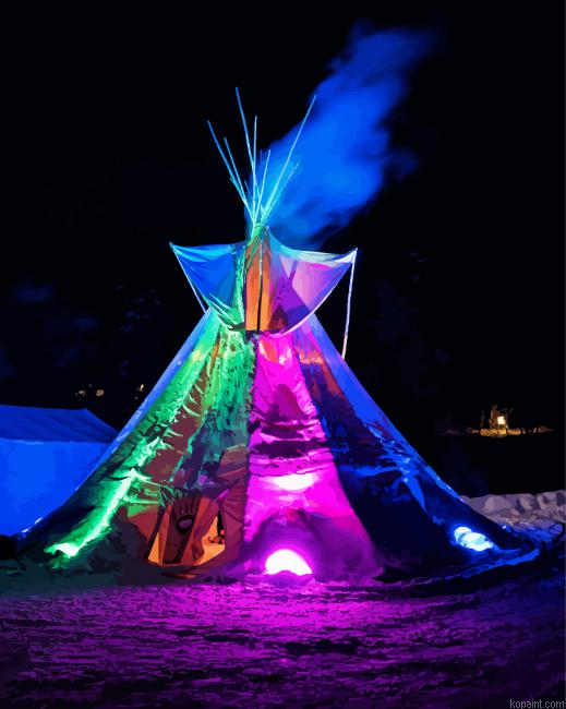 Colorful Teepee In Snow Painting By Numberss.png