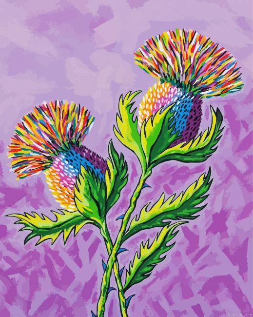 Colorful Thistles Flowers Paint By Numbers