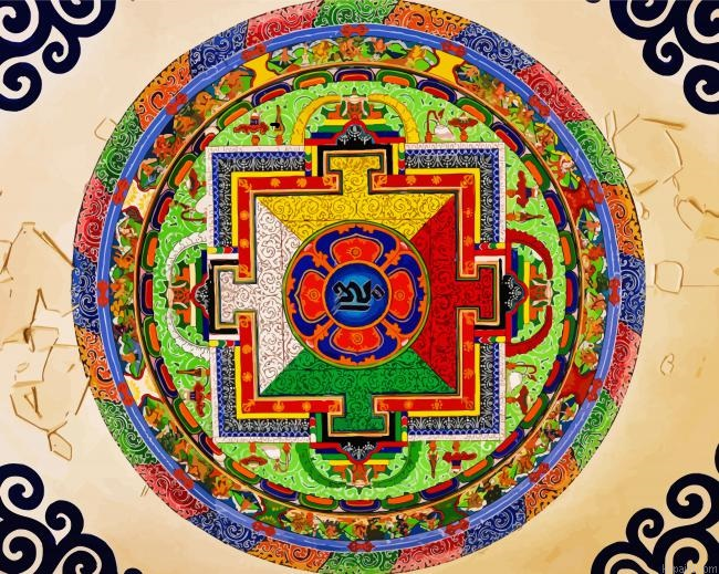 Colorful Traditional Mandala Paint By Numbers