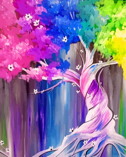 Colorful Tree Art Painting By Numberss.png
