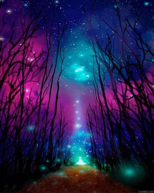 Colorful Trees Silhouette New Painting By Numberss.png