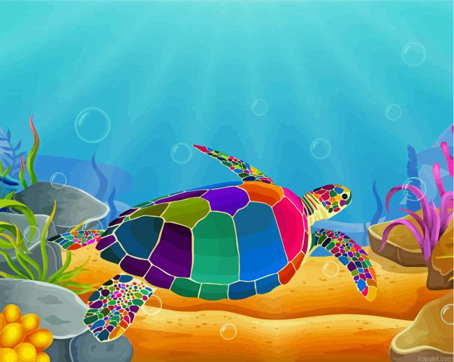 Colorful Turtle Paint By Numbers