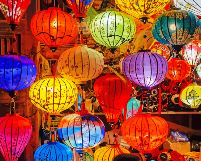 Colorful Vietnamese Lanterns Painting By Numberss.png