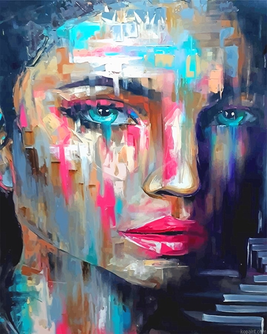 Colorful Woman Blue Eyes New Painting By Numberss.png