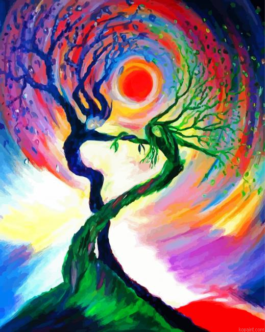 Colorful Woman Tree Painting By Numberss.png