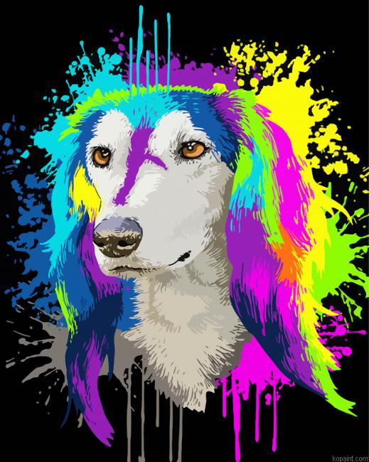 Colors Splash Saluki Dog Painting By Numberss.png