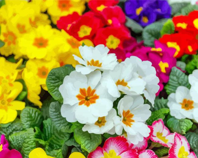 Colroful Primroses Flowers Plant Painting By Numberss.png