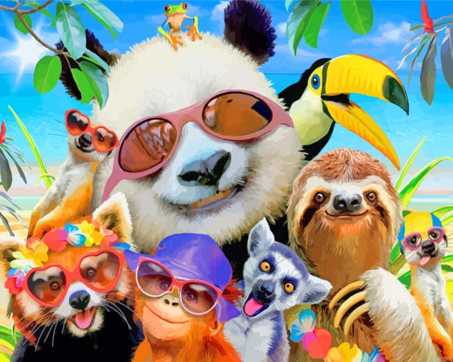 Cool Animals Enjoying The Summer Painting By Numberss.png