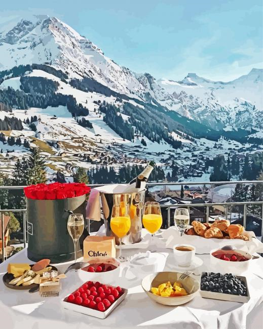 Cool Breakfast By The Swiss Mountains Painting By Numberss.png
