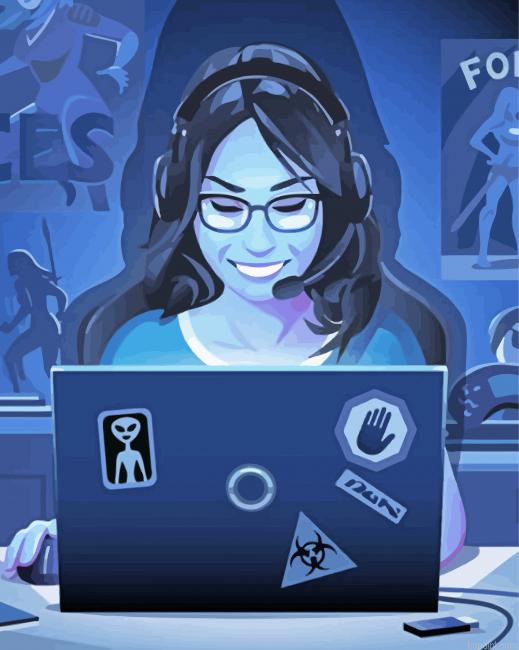 Cool Gamer Girl Painting By Numberss.png