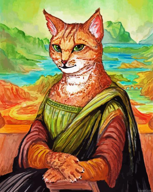Cool Mona Lisa Cat Art Painting By Numberss.png