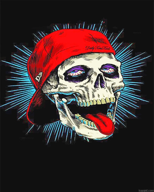 Cool Skull With Tongue Out New Painting By Numberss.png