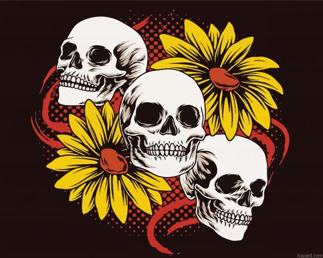 Cool Skulls Sunflower Painting By Numberss.png