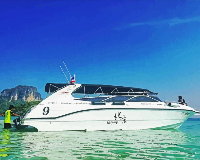 Cool Speed Boat Painting By Numberss.png
