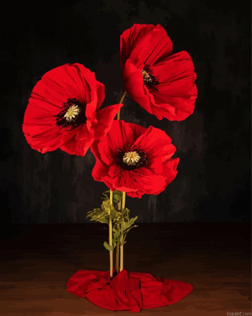Coquelicot Poppies Flowers Painting By Numberss.png