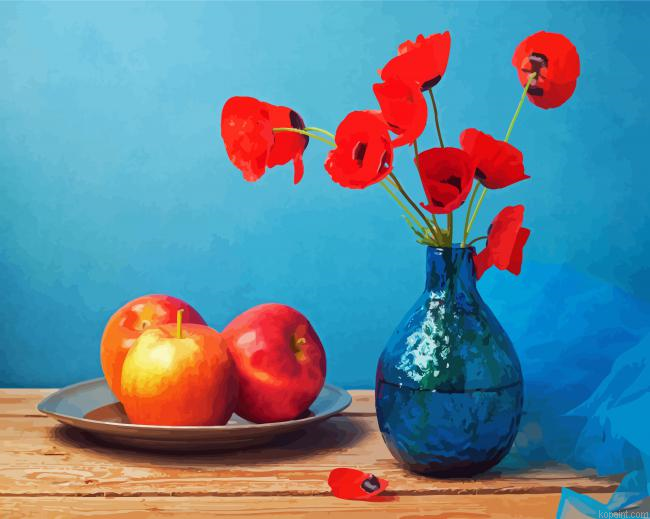 Coquelicot Poppies Vase Paint By Numbers.png