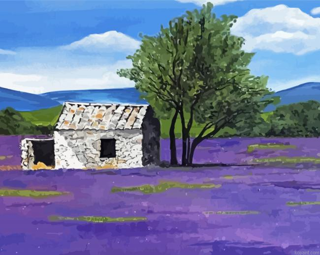 Cottage Lavender Art Painting By Numberss.png