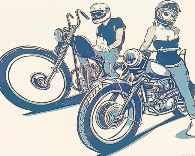 Couple Bikers Art Painting By Numberss.png