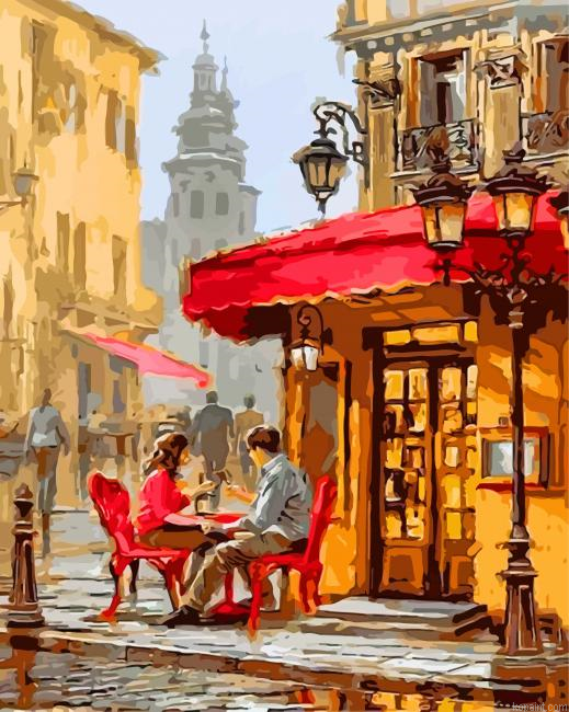 Couple Having Coffee Painting By Numberss.png