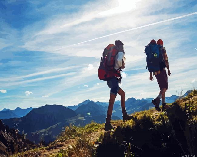 Couple Hiking Mountain Painting By Numberss.png